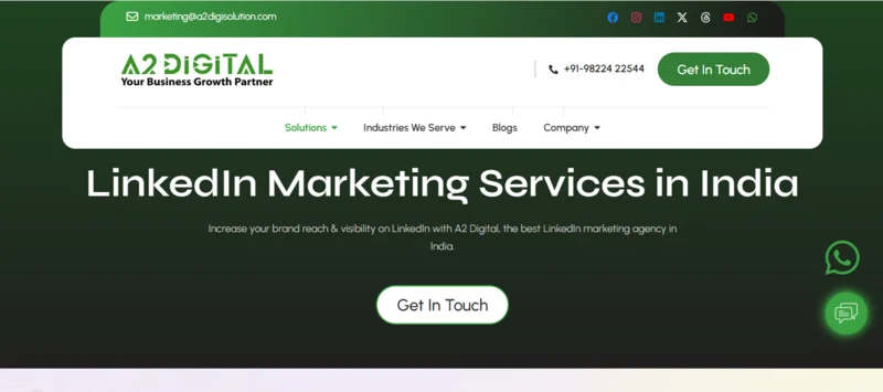 8 Best LinkedIn Marketing Companies in India for B2B Growth - 7. A2 Digital Solution