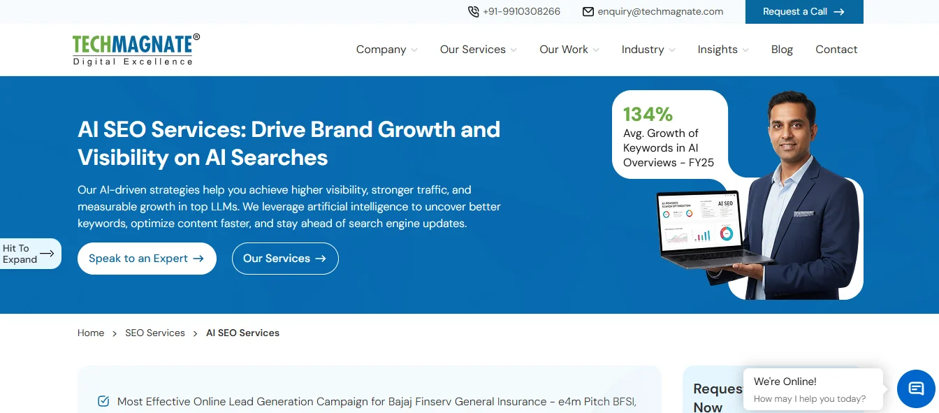 Top 10 Best GEO & AIO Agencies in India for AI Search Optimization in 2026 - 4. Techmagnate