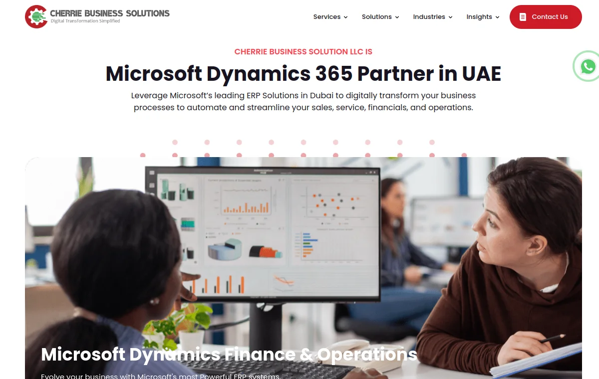 Cherrie Business Solutions website homepage screenshot