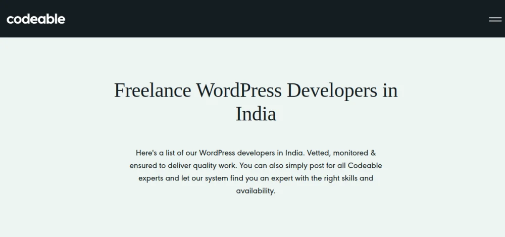 Codeable India WordPress developers directory