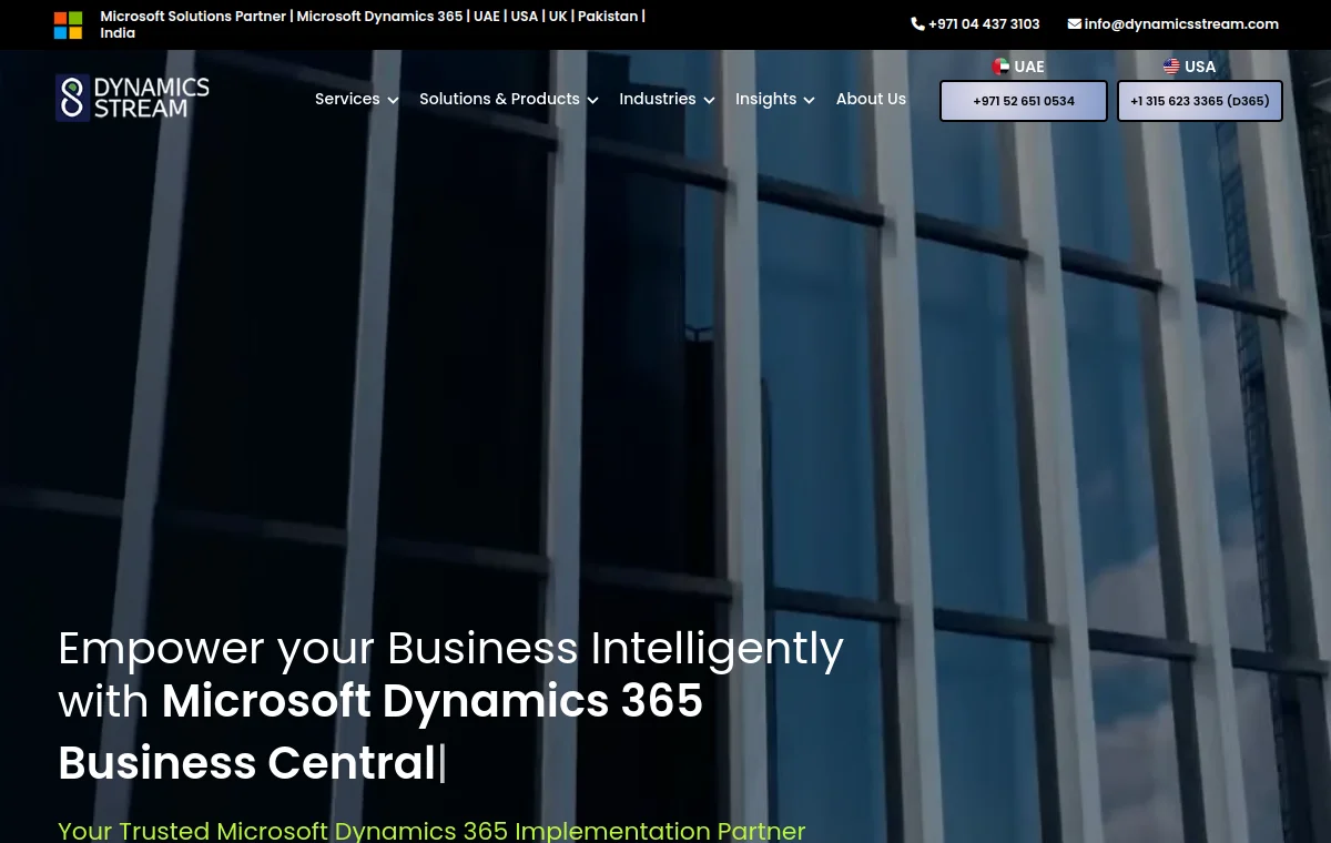 Dynamics Stream website homepage screenshot