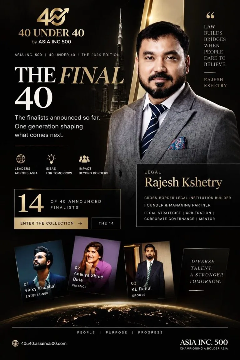 Featured Among the Asia Inc. 500 : 40 Under 40 Finalists, 2026 Edition