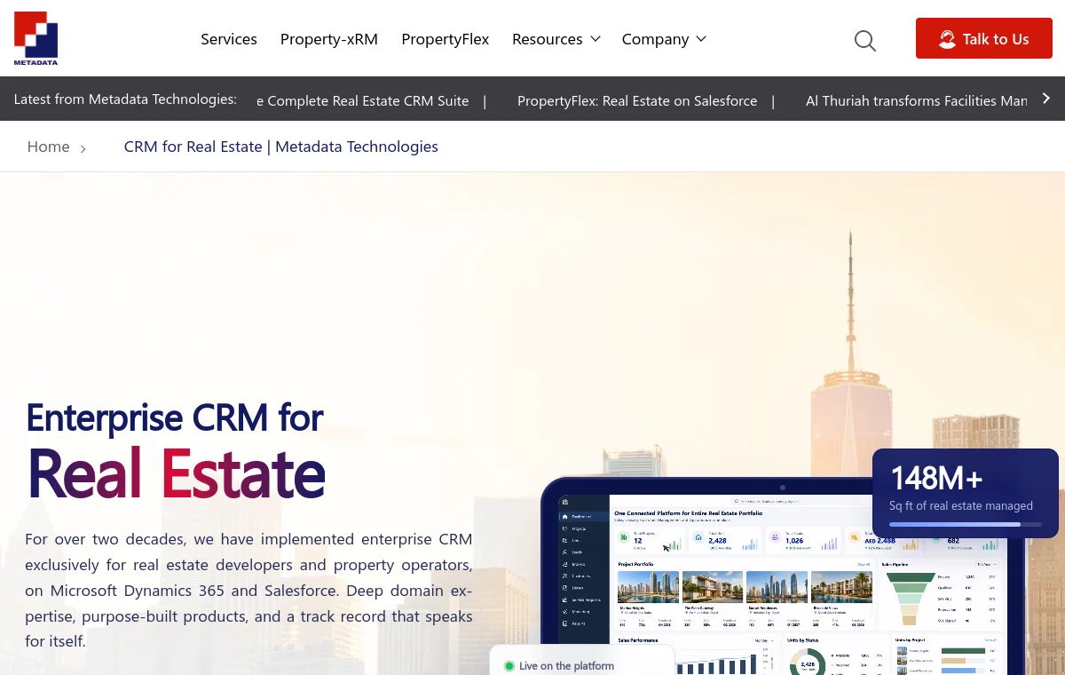 Metadata Corp website homepage screenshot