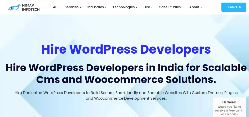 Nimap Infotech hire WordPress developers page