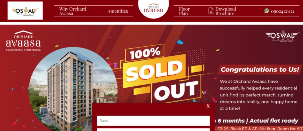 Orchard Avaasa website screenshot