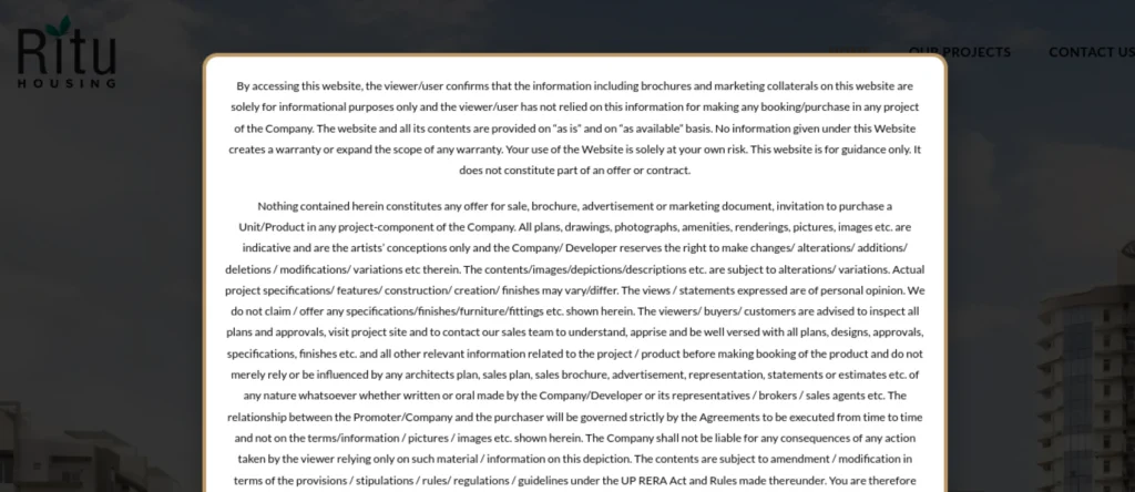 Ritu Housing website screenshot