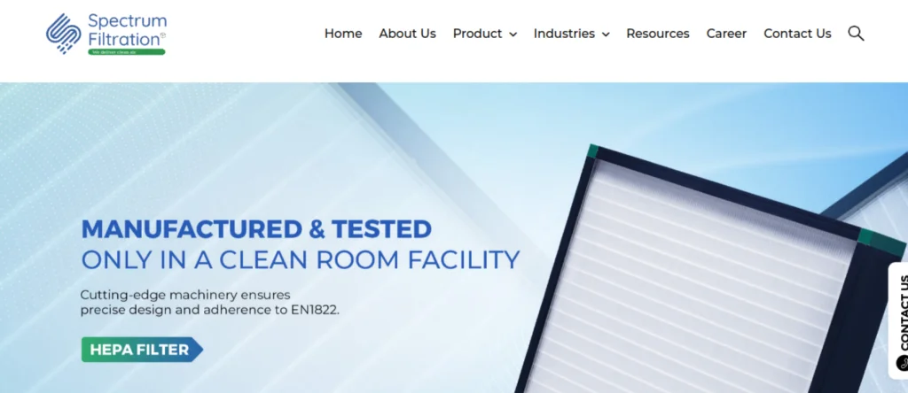 Spectrum Filtration website screenshot