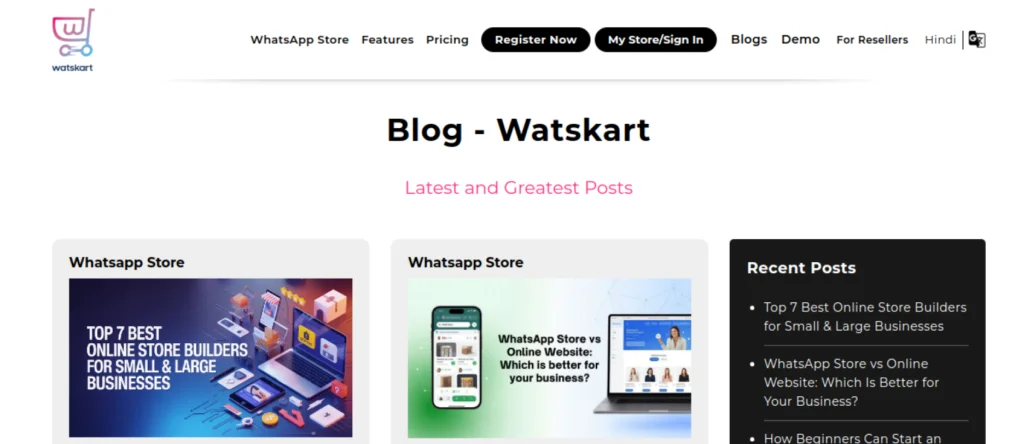 Watskart Blog website screenshot